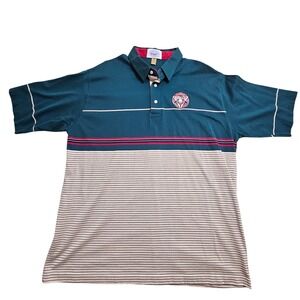 Golf House Collection Polo Shirt Mens XXL Teal 1991 US Open Hazeltine Striped